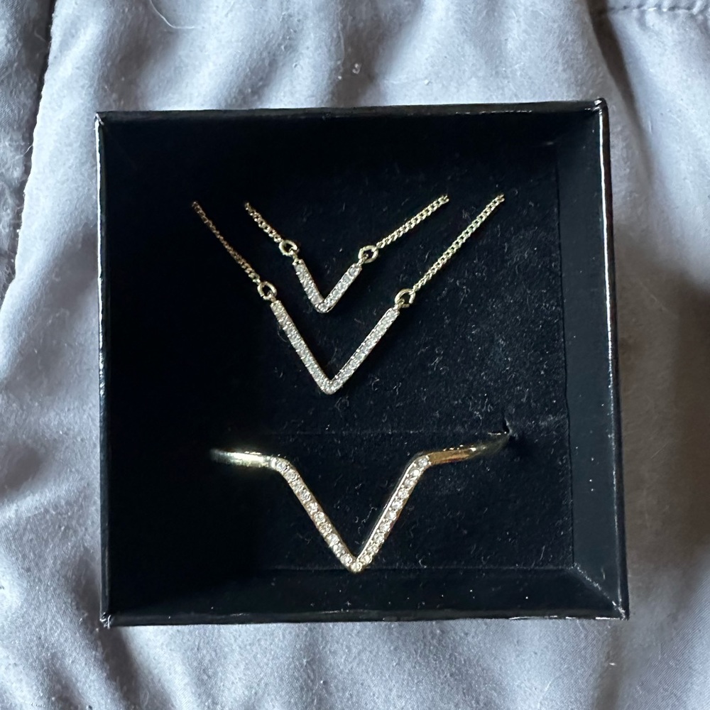Victoria Secret Gold Necklace and Bracelet